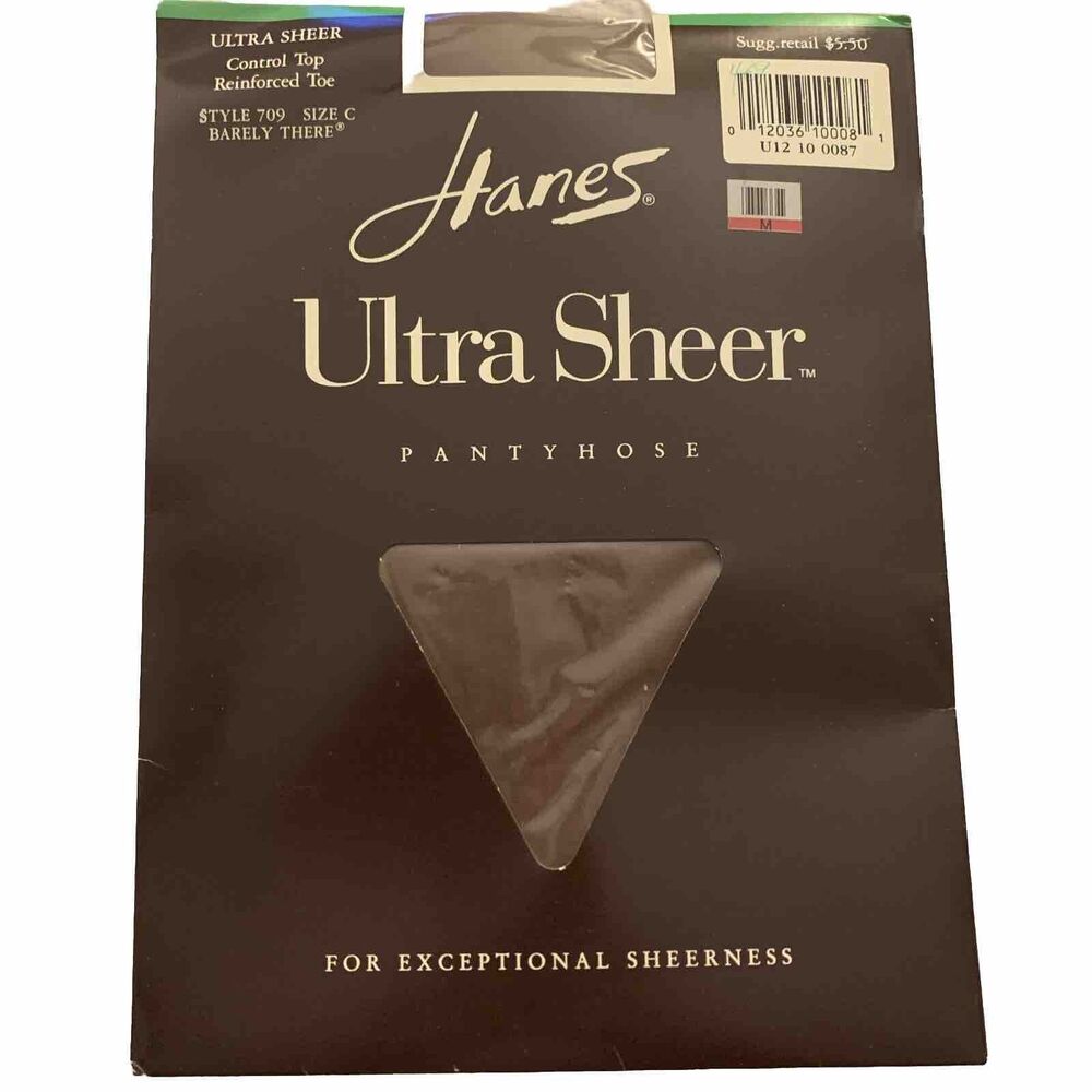 Hanes Ultra Sheer Pantyhose Control Top Sandalfoot Hosiery Size C Barley There
